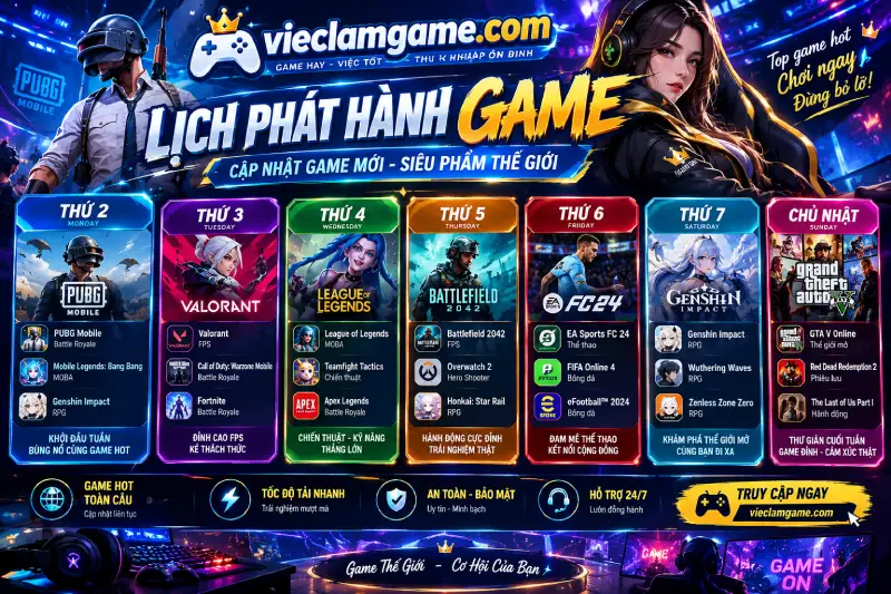Lịch Phát Hành Game Mới 2026